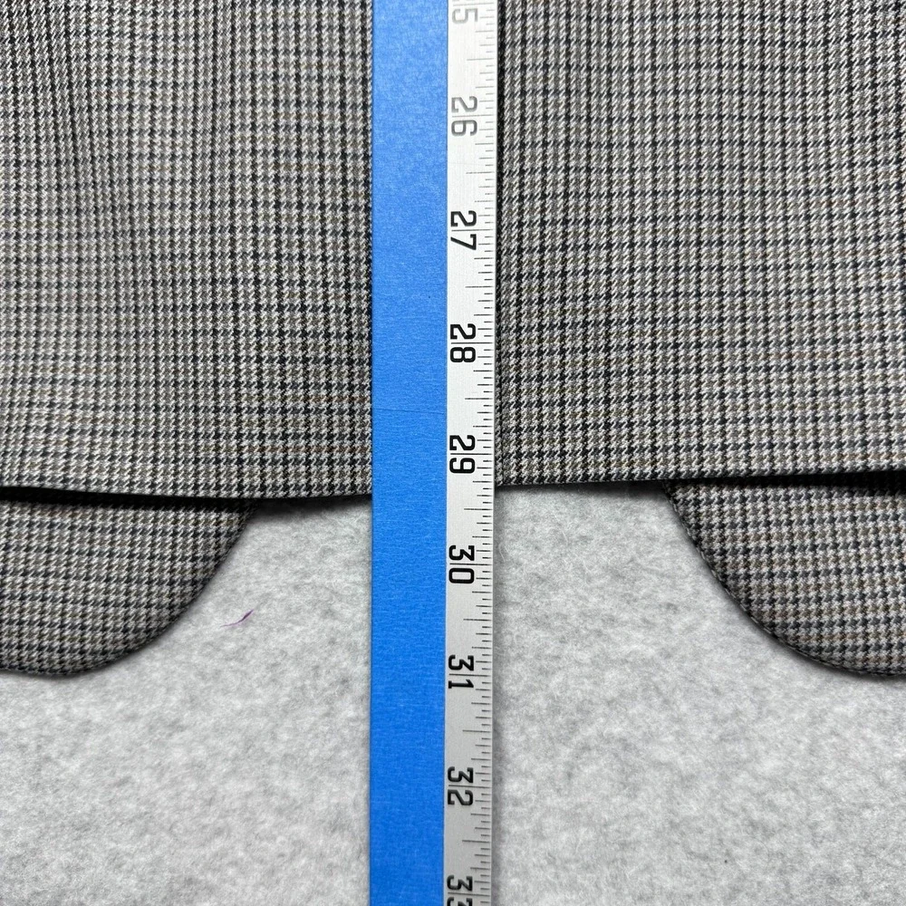 Nautica Blazer Jacket Mens 40S Brown Houndstooth Plaid Wool Sport Coat 2-Button